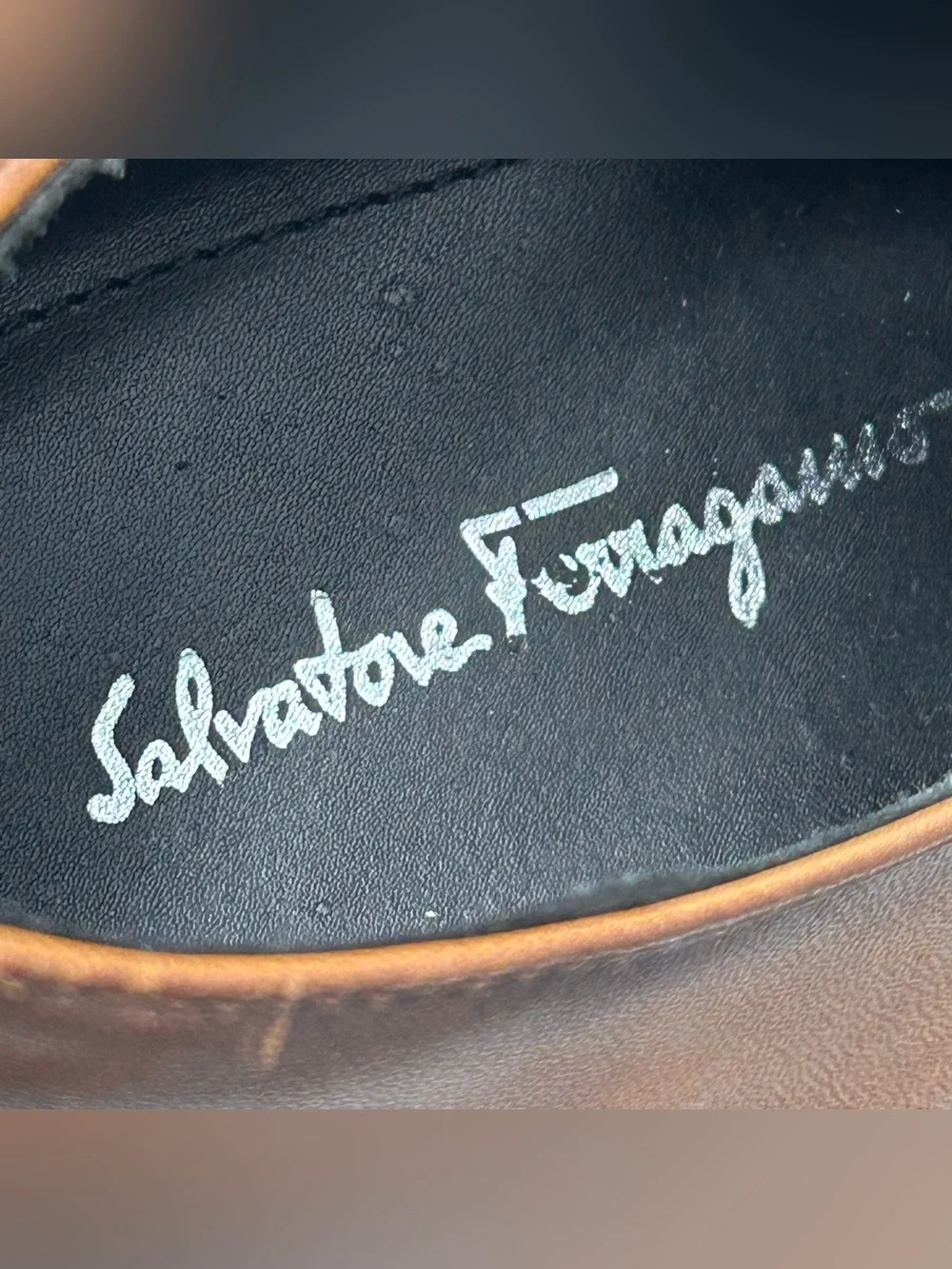 Salvatore Ferragamo Brown Cap Toe Oxford Dress Shoes Mens 10.5 Leather Cognac 44